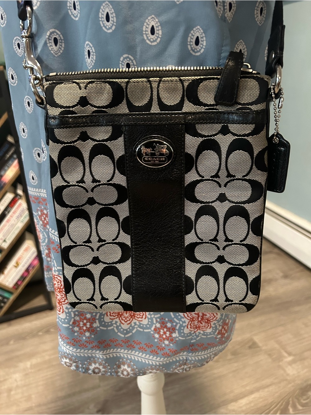 Coach Black and Cream Signature Canvas Crossbody